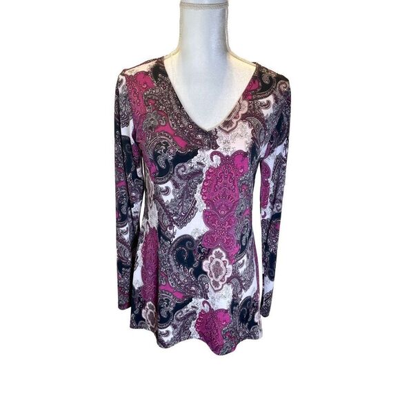 Women with Control Blouse Top Tunic Sz Small purple Renee Greenstein on qvc - Picture 1 of 6